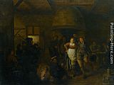 Jan Miense Molenaer A Tavern Interior with a Bagpiper and a Couple Dancing painting